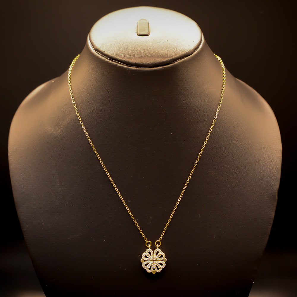 Crystal Pave Four-Way Love Golden Pendant anti-tarnish