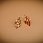 Gold-Luster Contoured Sweep Statement Stud Earrings