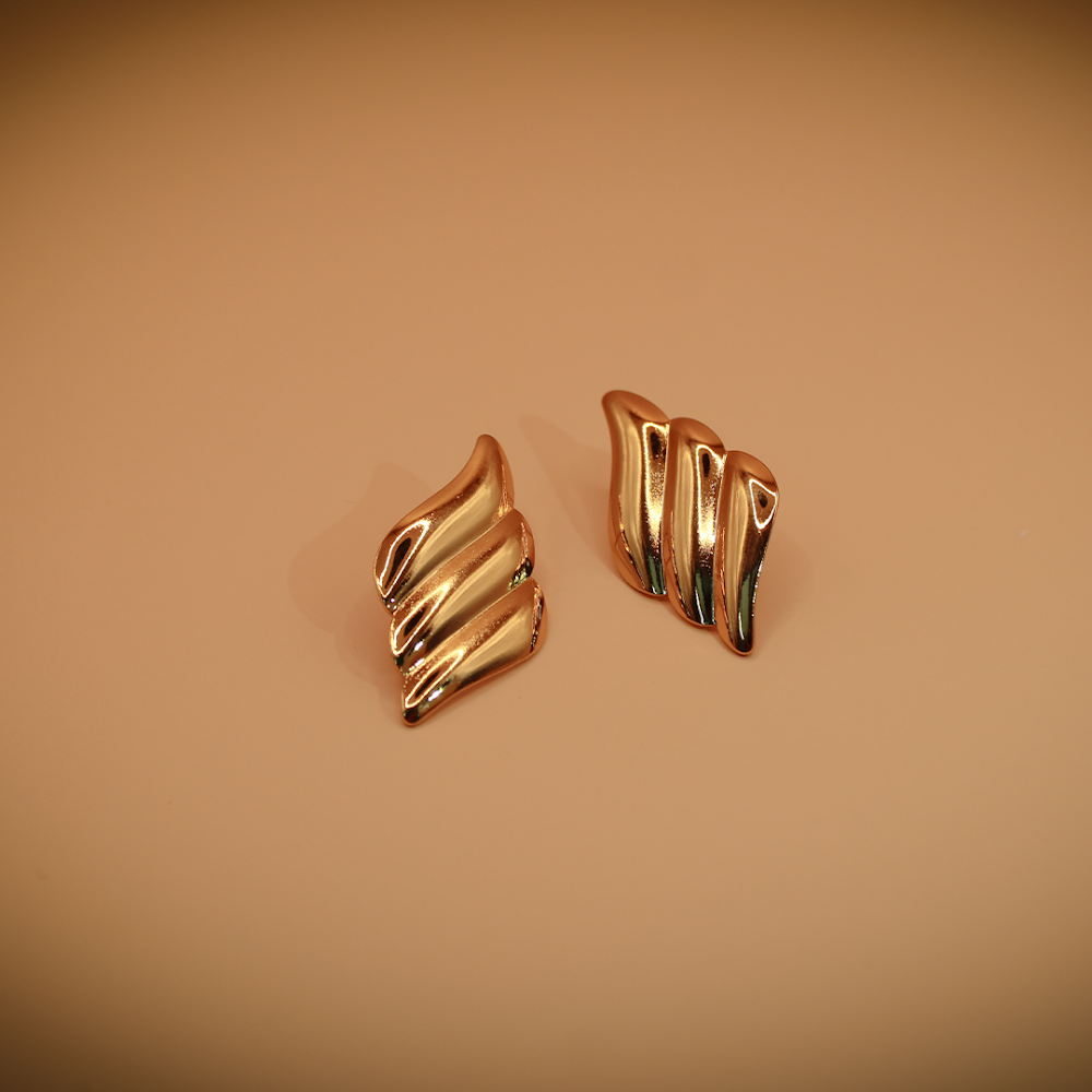 Gold-Luster Contoured Sweep Statement Stud Earrings