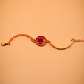 Gilded Round Pink Floral Resin Cuff Bracelet