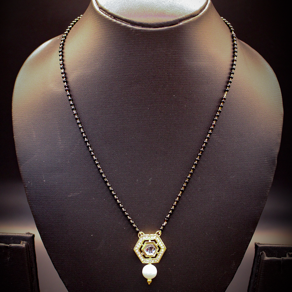 Golden Black Hexagonal Mangalsutra