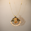 Laxmi Pendant Invisible Wire Necklace(Green)
