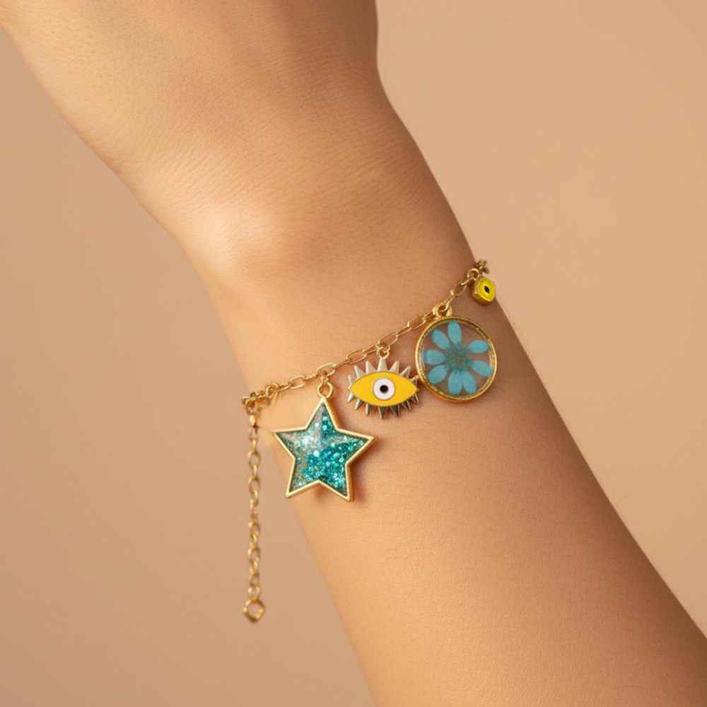 Golden Mystic Eye Resin Charms Bracelets