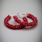 Red Beaded Hoop Earrings