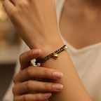 Golden-Black Heart Charm Mangalsutra Bracelet