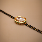 Oval Kundan Halo Gilded Mangalsutra Bracelet