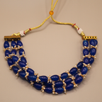 Sapphire Glazed Layered Beaded Bib Necklace