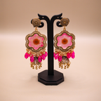 Gulabi Petal Bell Drop Jhumka Earrings