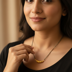 Golden Black Round Beads Mangalsutra