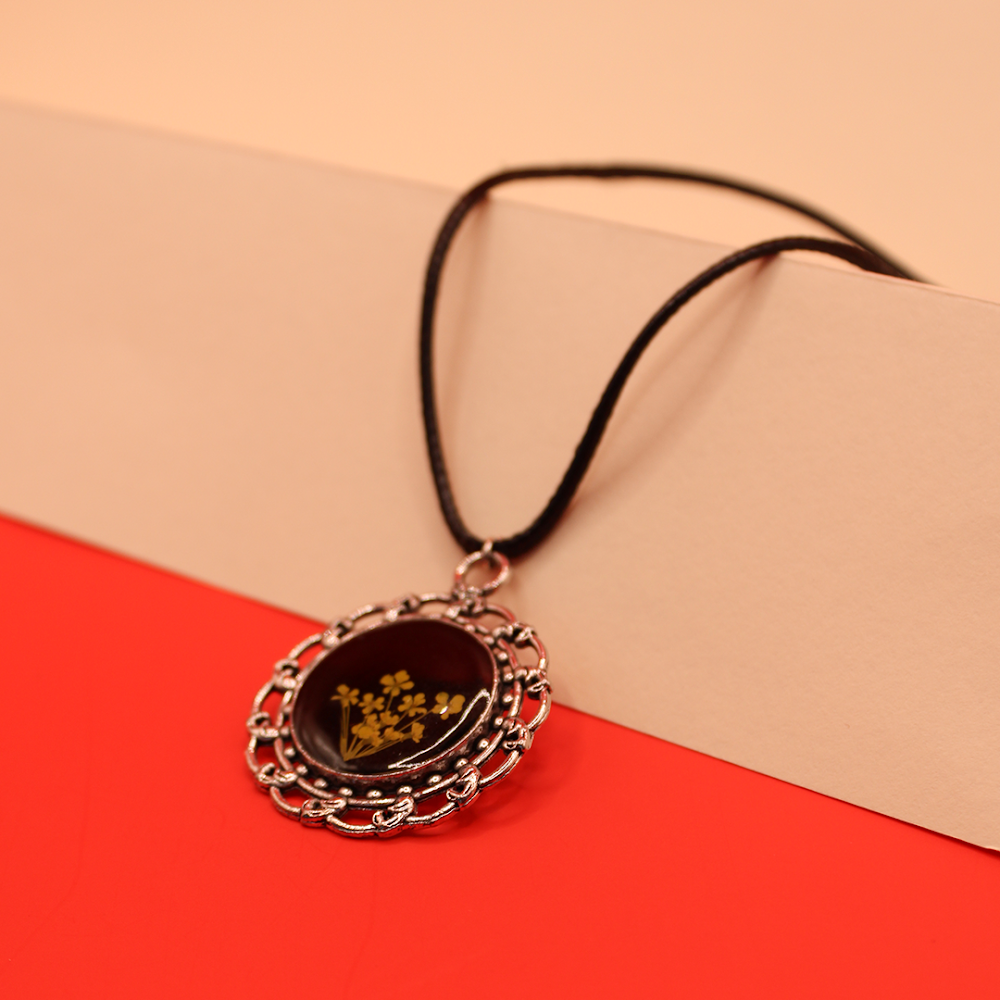 Vintage Gold-Dust Medallion resin Pendant