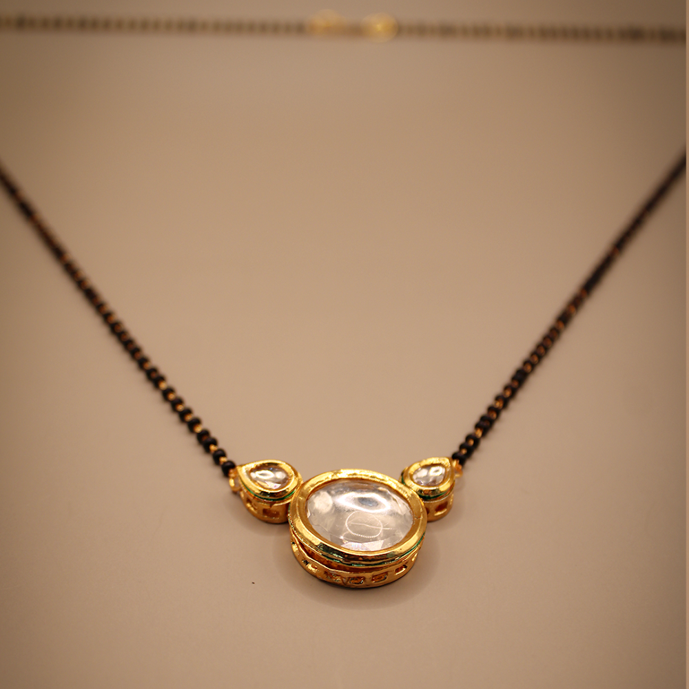 Golden Black Round Drop Mangalsutra