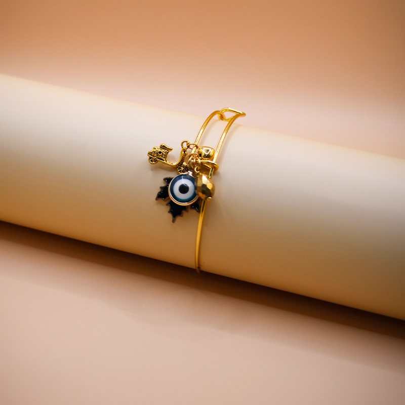 Black Leaf Golden Charms Bracelet