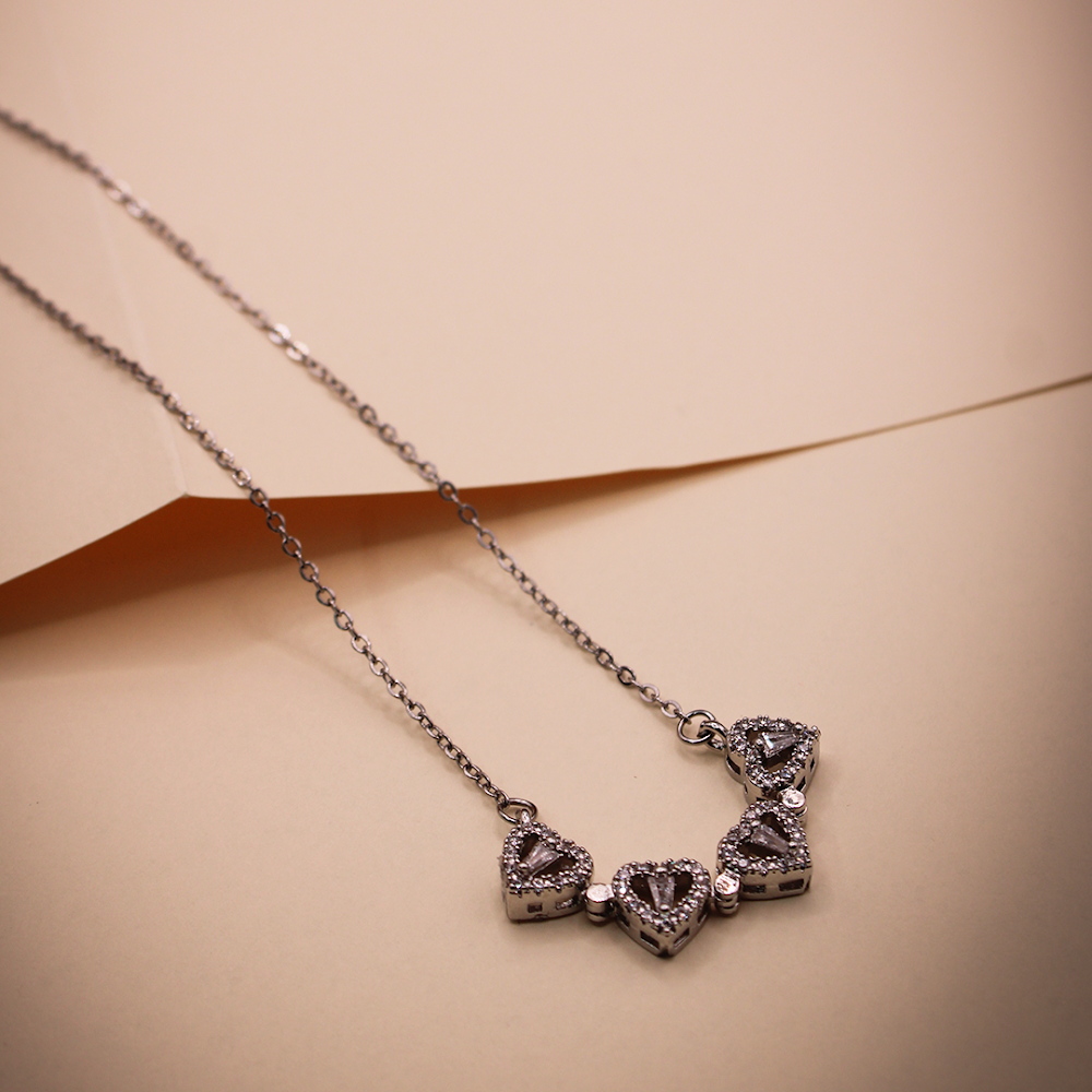 Crystal Pave Four-Way Love Silver Pendant anti--tarnish