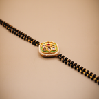 Golden-Black Green Rounded Square Mangalsutra Bracelet