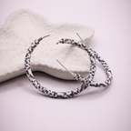 White-Black Mosaic Hoop Earrings