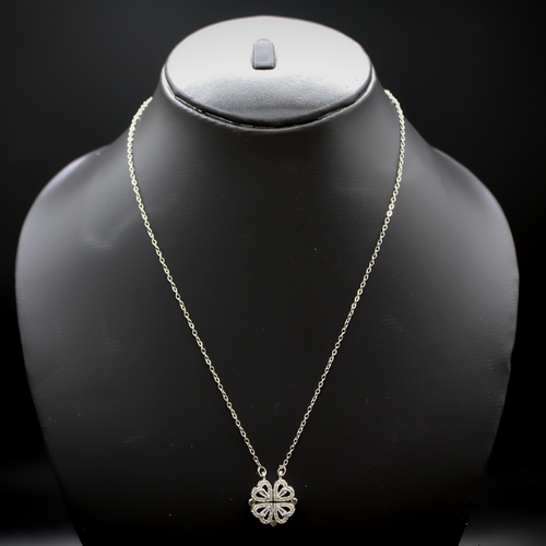 Crystal Pave Four-Way Love Silver Pendant anti--tarnish