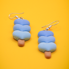 Stacked Blue Hearts Dangle Earrings