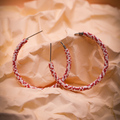 Pink-White Mosaic Hoop Earrings
