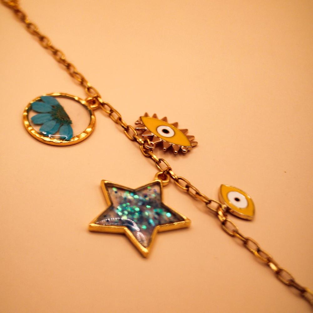 Golden Mystic Eye Resin Charms Bracelets