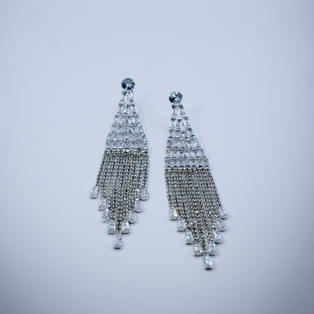 Crystal Waterfall Fringe Dangle Earrings