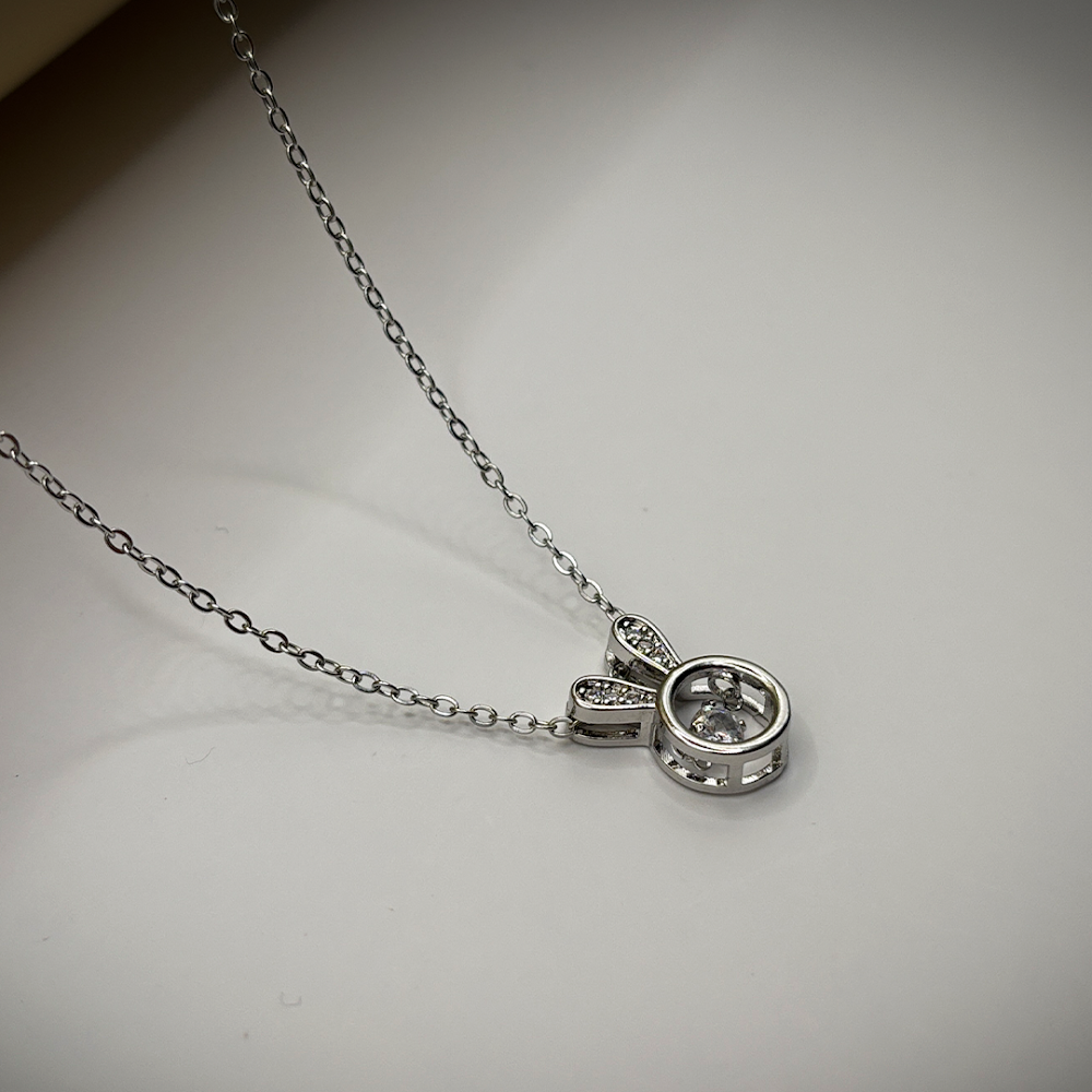 Silver Dust Moon Bunny Pendant anti-tarnish