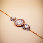 Pear Drop Rose Gold Kundan Bracelet Watch
