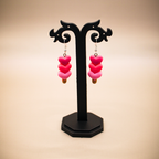 Stacked Pink Hearts Dangle Earrings