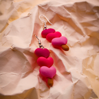 Stacked Pink Hearts Dangle Earrings