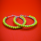 Yellow Beaded Hoop Earrings