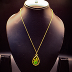 Encased Emerald Bloom Teardrop resin Pendant