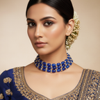 Sapphire Glazed Layered Beaded Bib Necklace