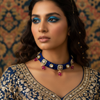 Indigo Rani Kundan Silk Thread Choker Necklace