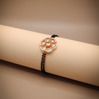 Golden-Black Floral Mangalsutra Bracelet