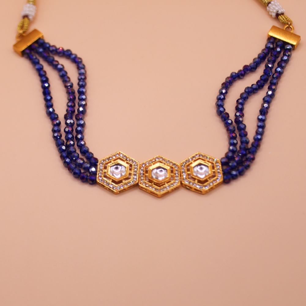 Royal Kundan Indigo Hexagon Choker Set