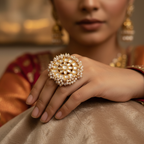 Maharani Kundan Blossom Adjustable Ring