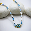 Evil Eye Charm Blue-White Beaded Anklets