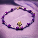 Hand Charm Silver-Purple Beaded Anklets
