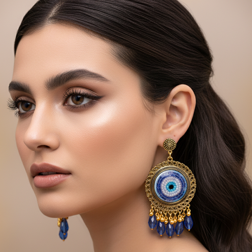 Encased Evil Eye Jhumka Earrings