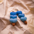 Stacked Blue Hearts Dangle Earrings