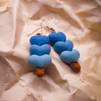 Stacked Blue Hearts Dangle Earrings