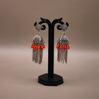 Oxidized Chain Tassel Jhumka Earrings