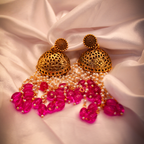 Rani Pink Heavy Jhumka Earrings