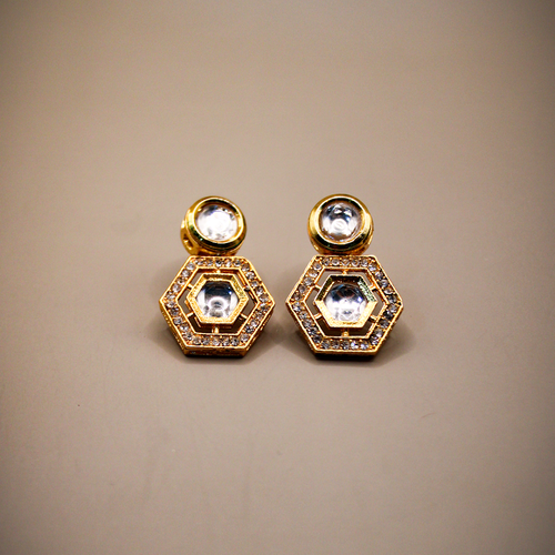 Minimal Kundan Hexa Dangle Earrings