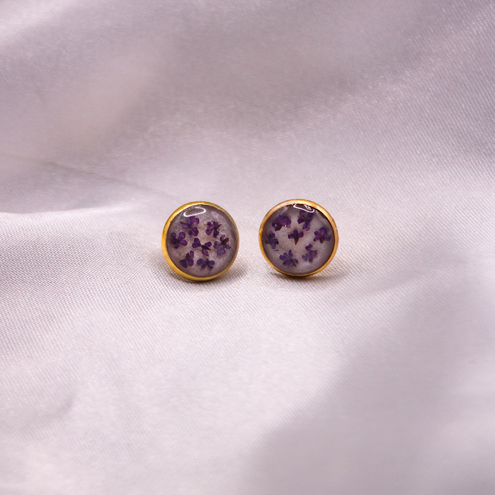 Lavender Bloom Resin Stud Earrings