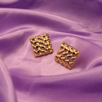 Gilded Weave Cushion Stud Earrings