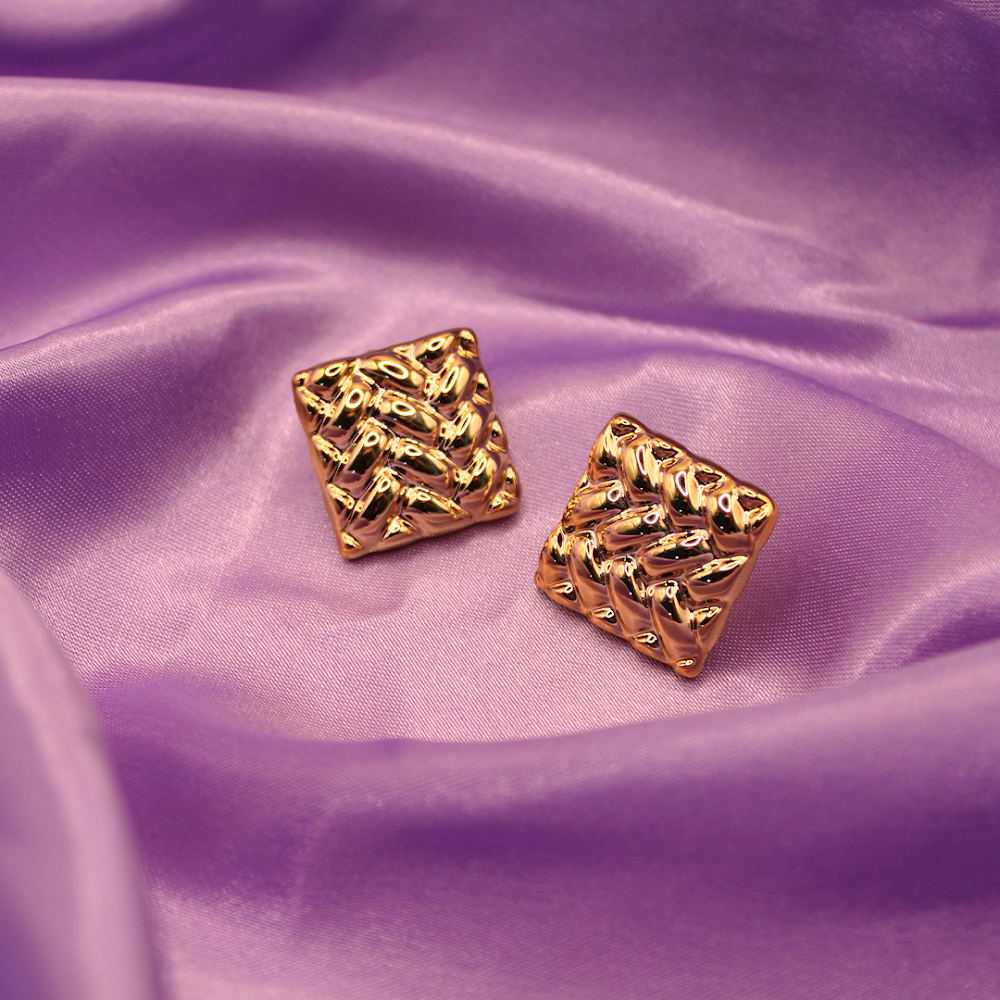 Gilded Weave Cushion Stud Earrings