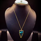 Resin Teal Flora Arrowhead Pendant