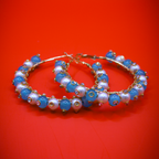 White-Blue Hoop Earrings