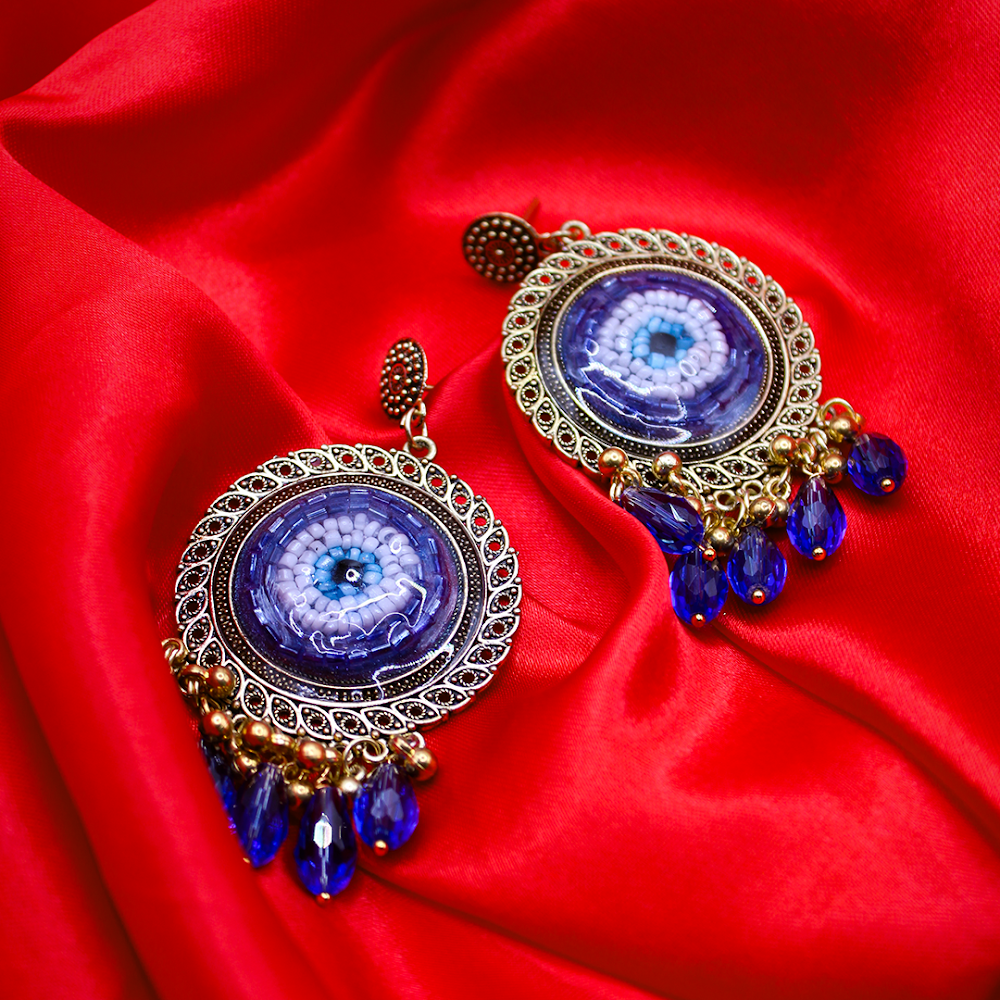 Encased Evil Eye Jhumka Earrings