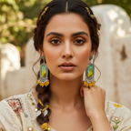 Sunflower Meadow Oxidized Jhumka Earrings